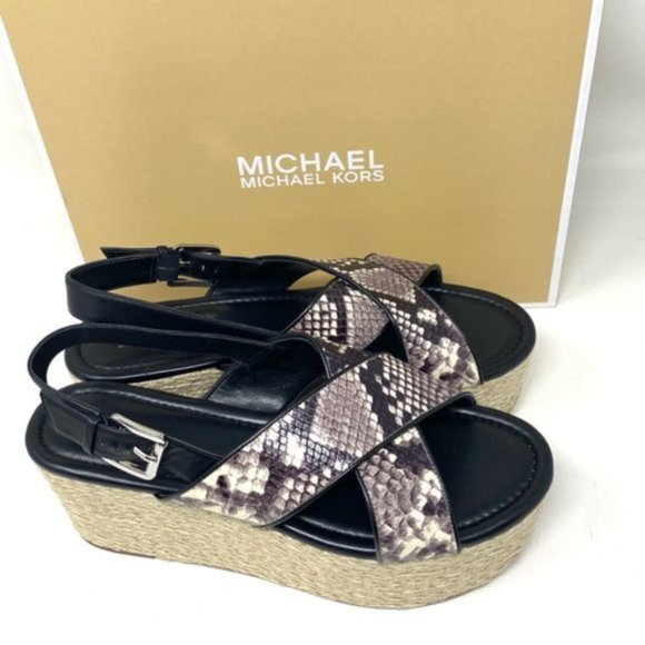 💖MEGA SALE💖Michael Kors Women's Size Sandal Jodi Mid Wedge Leather 40S8JOFS1E - Picture 12 of 15